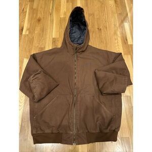 Pacific Trail Jacket Mens XXL Canvas Hooded Quilted Lined Brown Heavy Duty Zip U